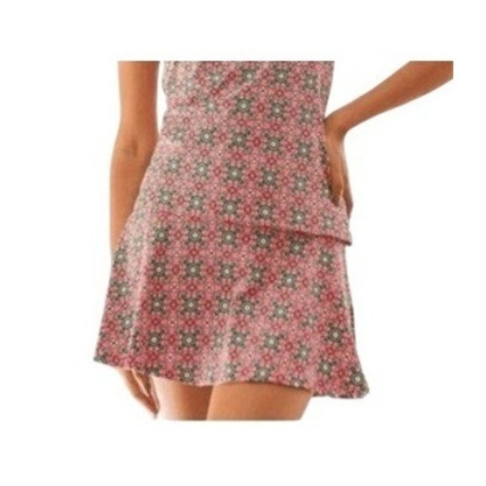 Dona Jo 14.5" Aim Fantasy Skirt Skort Pink Green White Floral Stretch Knit Athle